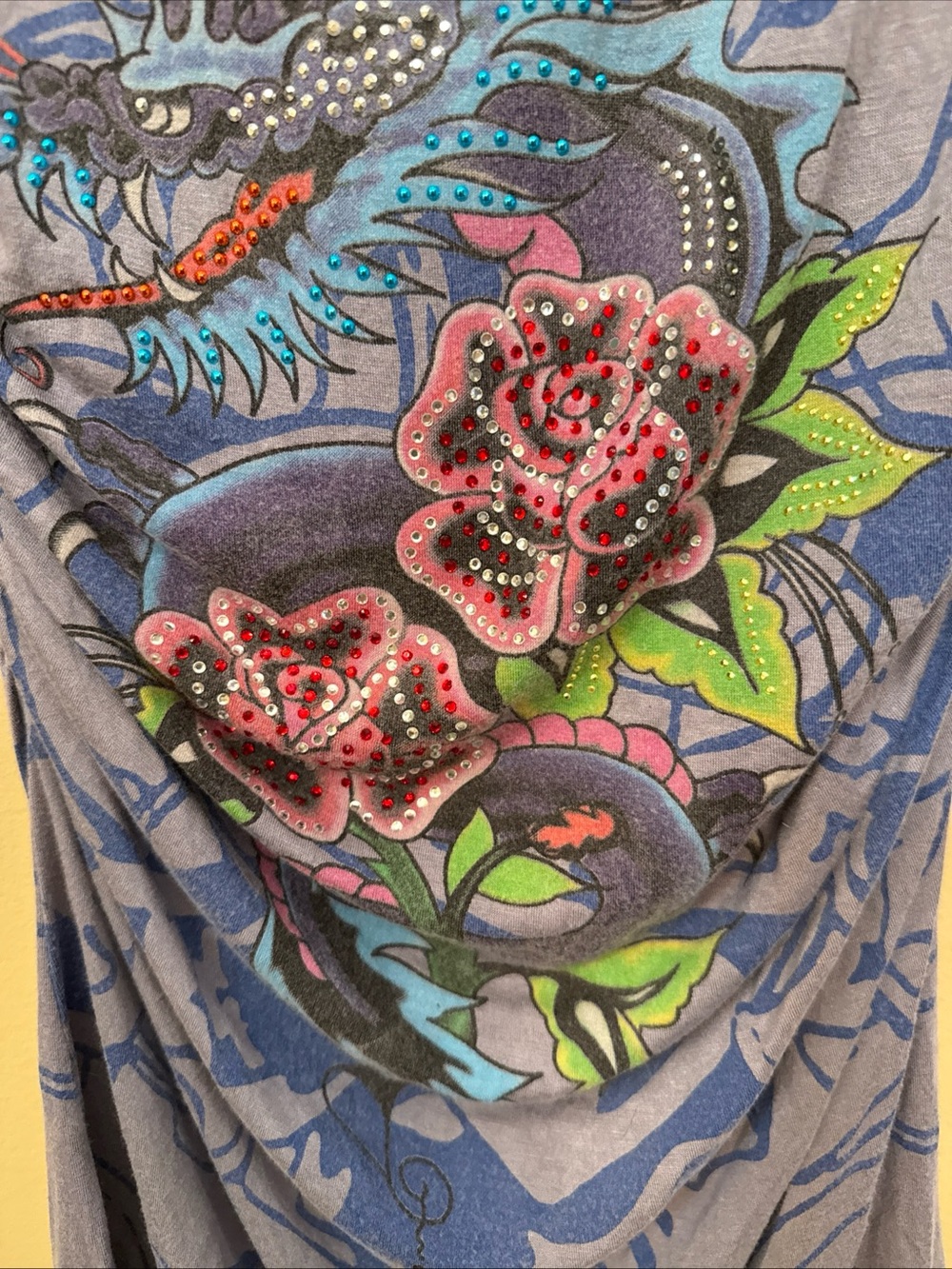Ed Hardy Light Blue Strapless Graphic Dress - Picture 5 of 10